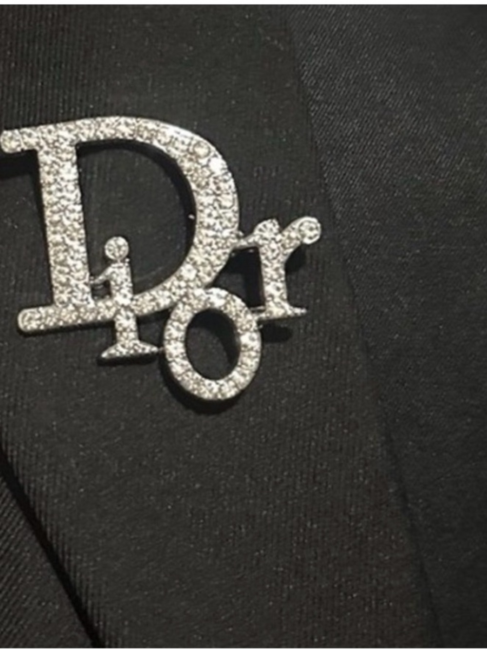 Dior Logo Rhinestone Brooch
Pin Silver Tone Metal